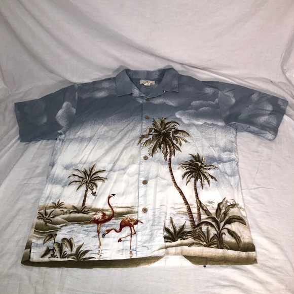 Paradise Shores Other - Men's Paradise Shores Tropical All Over Print Short Sleeve Button Up Shirt XL